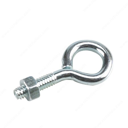 Onward Eye Bolt With Nut, 1/4 In Dia Eye, 80 Lb Working Load, Steel, Zinc